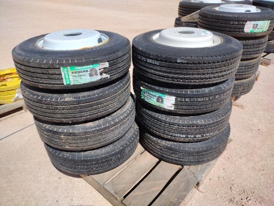(8) Unused Trailer Wheels w/Tires 215/75 R 17.5
