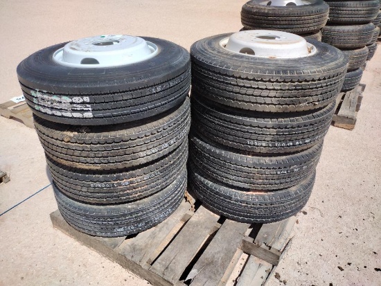 (8) Unused Trailer Wheels w/Tires 215/75 R 17.5
