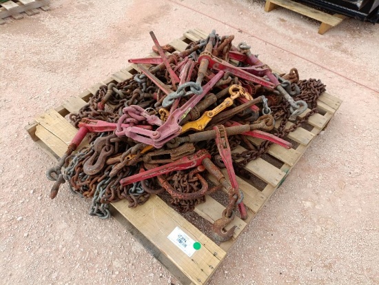 Pallet of Misc Binders and Chains