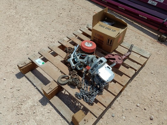Pallet with Cain Block and other Misc Items