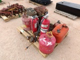 Pallet of Gas Containers, Fire Extinguishers and other Misc Items