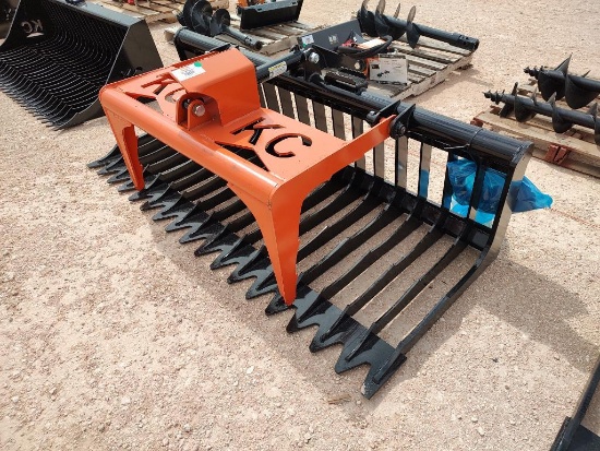 KC 76'' Single Cylinder Skid Steer Skeleton Grapple Bucket | Heavy ...