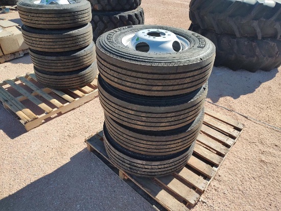 (4) 8 Lug Goose Neck Wheels ST235/80R16