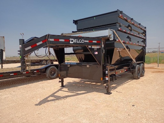 2026 Delco 16Ft Gooseneck Roll Off Trailer w/(3) Roll Off Bins
