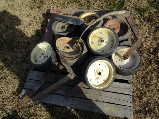 Pallet of Guage wheels for cultivator