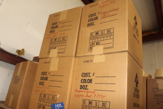 Assortment of 5-boxes of hats in various sizes and styles