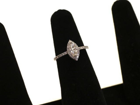 Marquise Diamond & Baguettes, White Gold  Ring