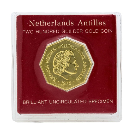 1976 Netherland Antilles 200 Guilder Gold Coin