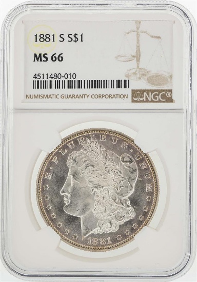 1881-S $1 Morgan Silver Dollar Coin NGC MS66