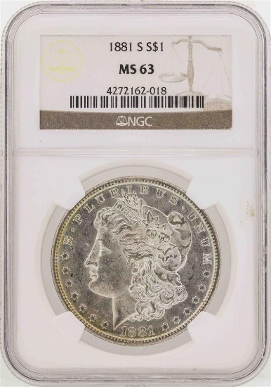 1881-S $1 Morgan Silver Dollar Coin NGC MS63