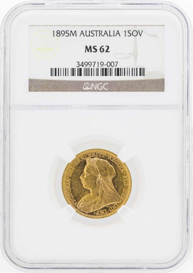 1895M Australia Sovereign Gold Coin NGC MS62