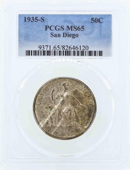 1935-S San Diego Commemorative Half Dollar Coin PCGS MS65