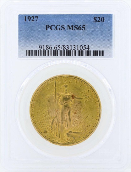 1927 $20 St. Gaudens Double Eagle Gold Coin PCGS MS65