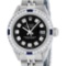 Rolex Ladies Stainless Steel Black Diamond & Channel Sapphire Datejust Watch
