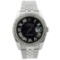 Rolex Datejust Stainless Steel 36mm Black Roman Diamond Dial Watch