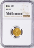 1855 $1 Indian Princess Head Gold Dollar Coin NGC AU55