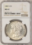 1884-S $1 Morgan Silver Dollar Coin NGC MS61