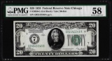 1928 $20 Federal Reserve Note Chicago Fr.2050-G PMG Choice About Uncirculated 58