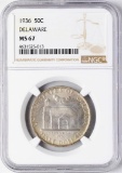 1936 Delaware Tercentenary Commemorative Half Dollar Coin NGC MS67