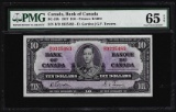 1937 $10 Bank of Canada Note BC-24b PMG Gem Uncirculated 65EPQ
