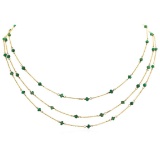 9KT Yellow Gold 5.00 ctw Emerald Three-Strand Necklace