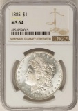 1885 $1 Morgan Silver Dollar Coin NGC MS64