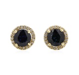 14KT Yellow Gold 2.38 ctw Sapphire and Diamond Earrings