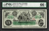 1872 $20 State of South Carolina Revenue Bond Obsolete Note PMG Gem Uncirculated
