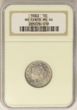 1883 No Cents Liberty V Nickel Coin NGC MS64