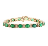 14KT Rose Gold 17.62 ctw Emerald and Diamond Bracelet