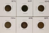 Set of 1873-1879 (No 1877) Indian Head Cent Coins
