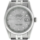Rolex Men's Stainless Steel 36MM Slate Grey Diamond Datejust Wristwatch