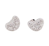 14KT White Gold 0.50 ctw Diamond Kidney Bean Shape Stud Earrings