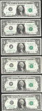 Lot of (6) 1969 $1 Federal Reserve Notes