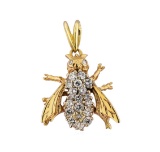 14KT White and Yellow Gold 1.00 ctw Diamond Bee Pendant