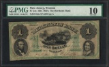1860's $1 The Merchants Bank Trenton, New Jersey Obsolete Note PMG Very Good 10