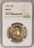 1957 Franklin Half Dollar Coin NGC MS64 Nice Toning
