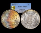 1883-CC $1 Morgan Silver Dollar Coin GSA PCGS MS65 Amazing Toning
