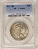 1947-D Walking Liberty Half Dollar Coin PCGS MS65 Nice Toning