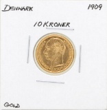 1909 Denmark 10 Kroner Gold Coin