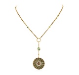 18KT Rose Gold 5.33 ctw Tsavorite, White and Green Diamond Necklace