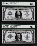 (2) Consecutive 1923 $1 Silver Certificate Note Fr.238 PMG Choice Uncirculated 6