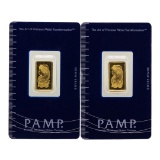 Lot of (2) Suisse 2.5 Gram Fine Gold Pamp Gold Bars