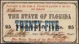 1868 State of Florida Twenty-Five Cents Obsolete Note