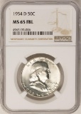 1954-D Franklin Half Dollar Coin NGC MS65FBL