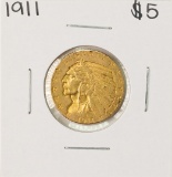 1911 $5 Indian Head Half Eagle Gold Coin