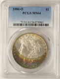 1884-O $1 Morgan Silver Dollar Coin PCGS MS64 Amazing Rainbow Toning