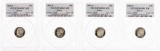 Lot of (4) 1999-S Proof Silver Roosevelt Dime Coins PCGS PR69DCAM