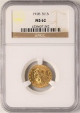 1928 $2 1/2 Indian Head Quarter Eagle Gold Coin NGC MS62