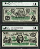 Lot of 1872 $20 & $50 South Carolina Revenue Bond Obsolete Notes PMG Choice Unc.